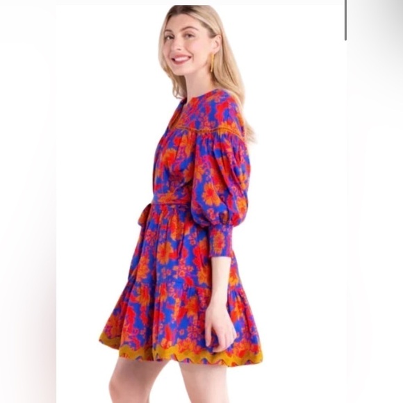 NWT Alden Adair Charlotte Dress in Color- Cobalt Tea Garden- Size Small - Picture 3 of 14